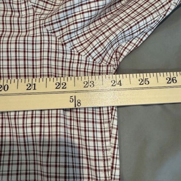 Lands' End Men's Button Front Shirt Burgundy Red White Traditional Fit 17-36T - Picture 7 of 10